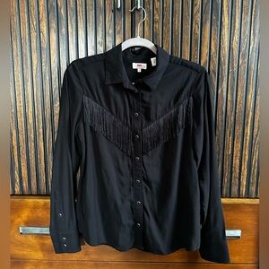 Levi’s Black Fringed Pearl Snap Buttondown